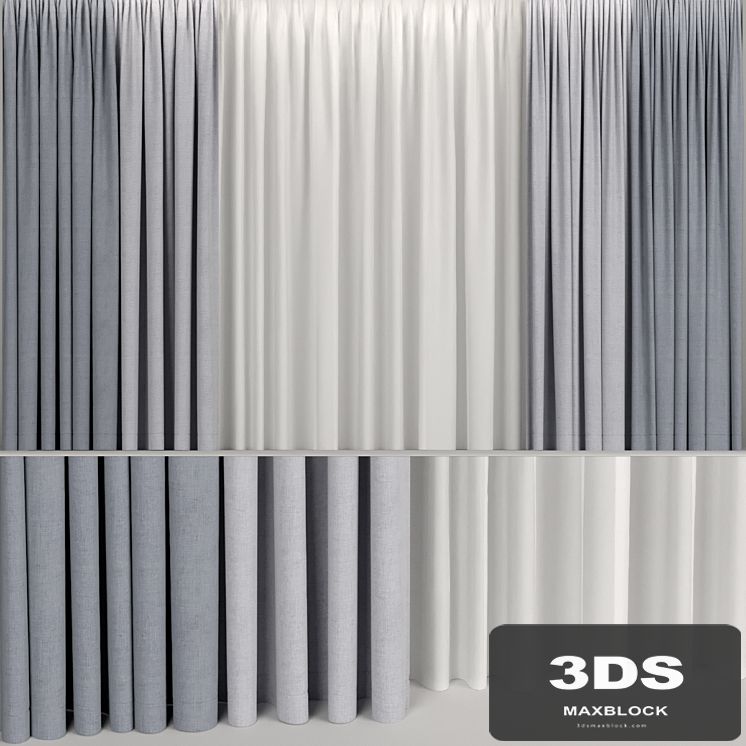 Wide curtains in two colors with tulle.