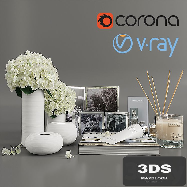 Decorative set with hydrangea
