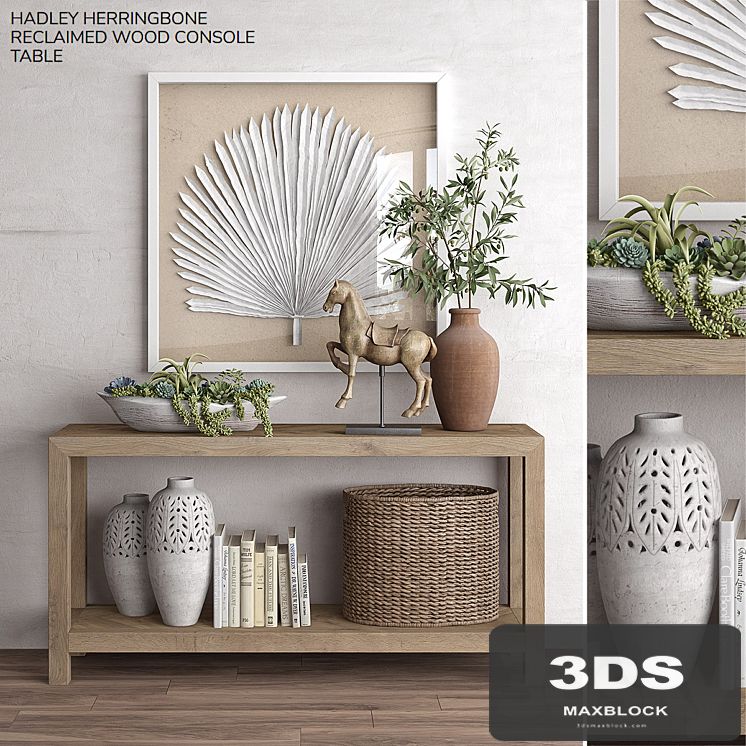 Pottery barn HADLEY HERRINGBONE RECLAIMED WOOD CONSOLE TABLE