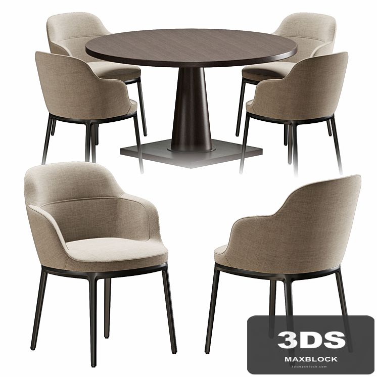 Chair and table B & B Maxalto Caratos, Maxalto Convivio