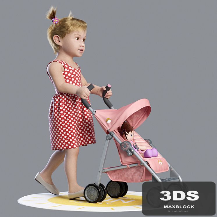 Baby walking with a pram