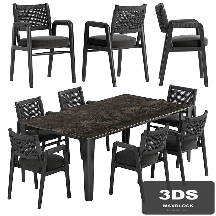 Flexform Ortigia chair Iseo table set