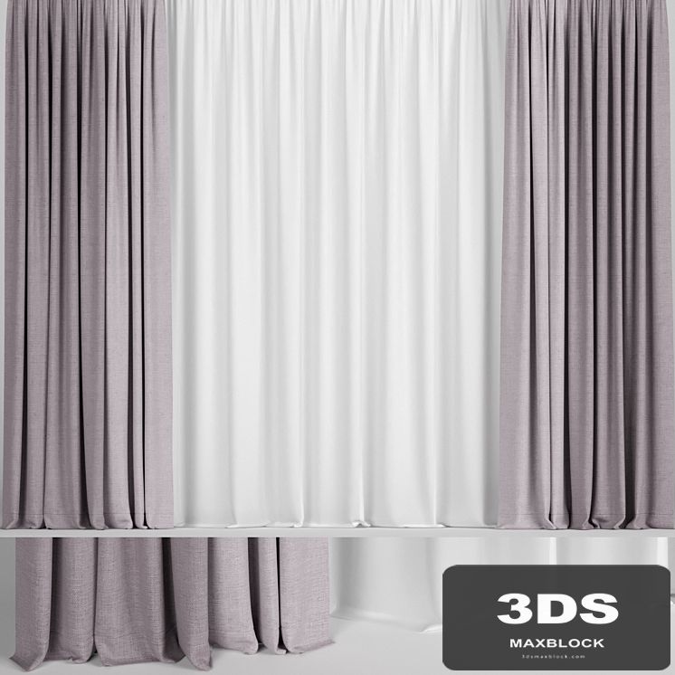 Pink curtains in two colors with tulle.