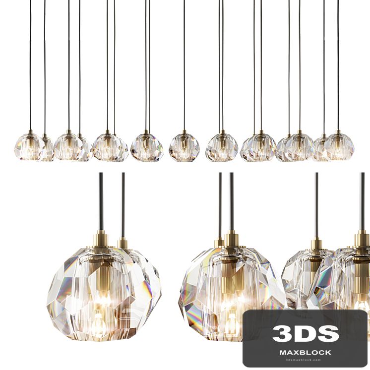 RH modern boule de cristal chandelier