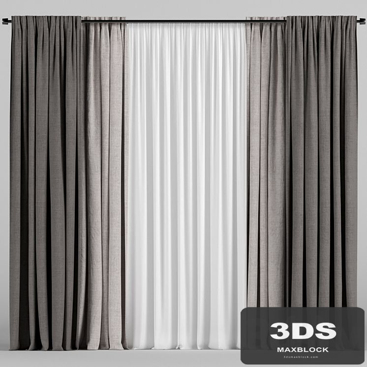 Brown curtains with tulle.