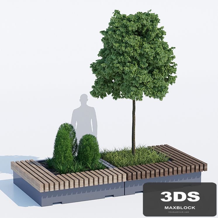 Big green benches tree