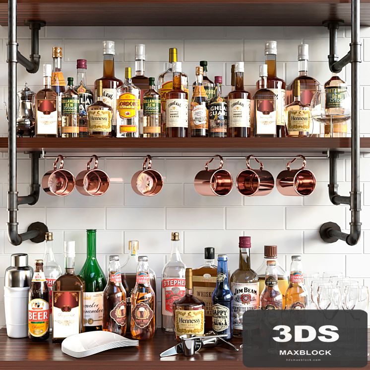 A collection of alcoholic drinks with a copper accent. Alcohol 15