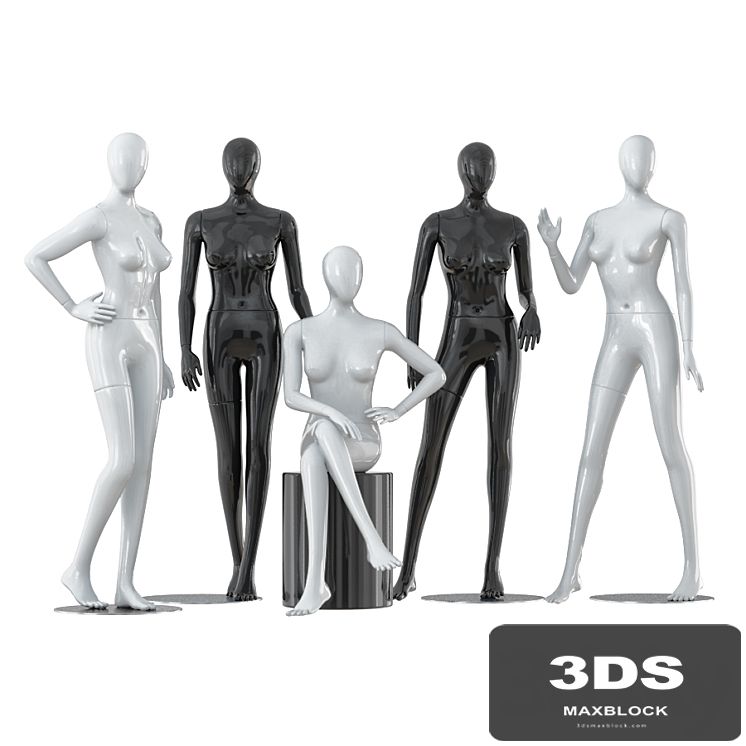A collection of five faceless female mannequins 29