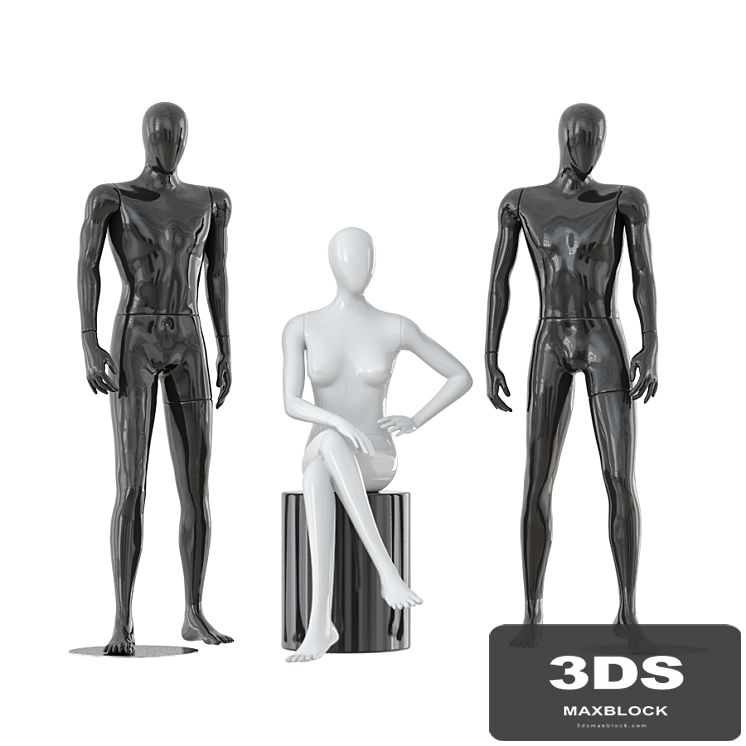 Two male and one female faceless mannequins 30