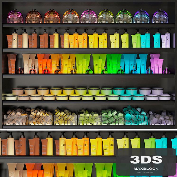 Set of multi-colored cosmetics. Beauty saloon