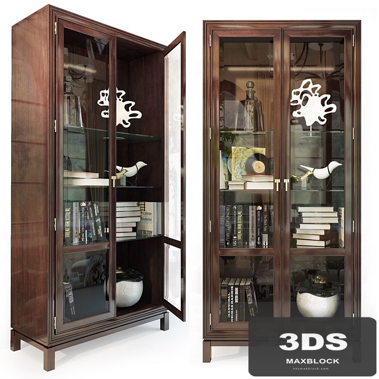 Cabinet / Showcase Jason Glass Door Cabinet .Hickory White