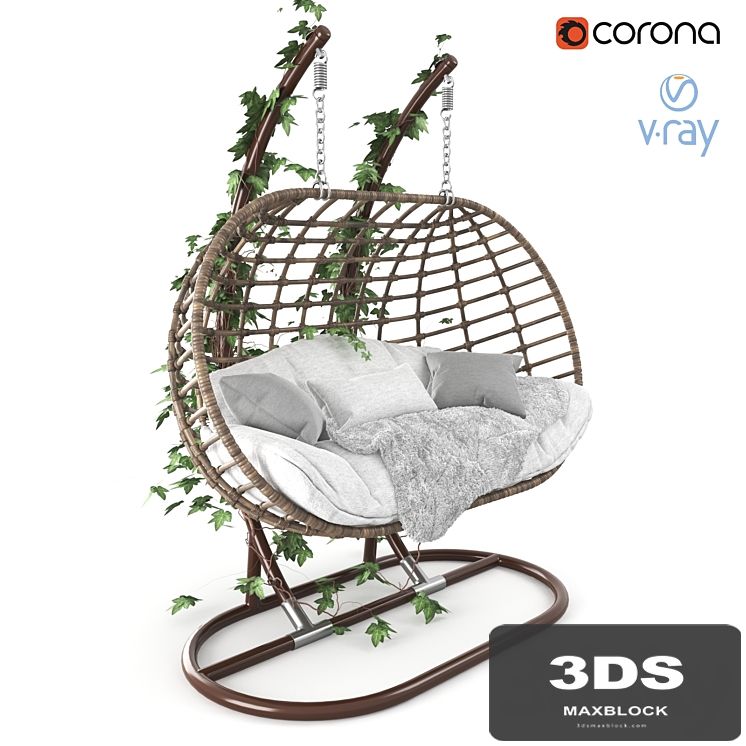 Garden swing hanging "cocoon" of rattan