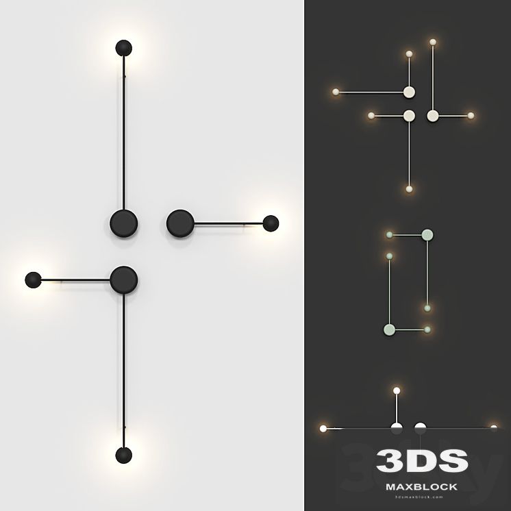 Wall Vibia Pin lamps (4 colors, 4 options of placement).