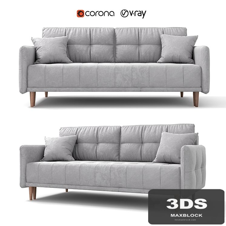 Sofa - bed "Tadeusz", gray, velor, from Hoff