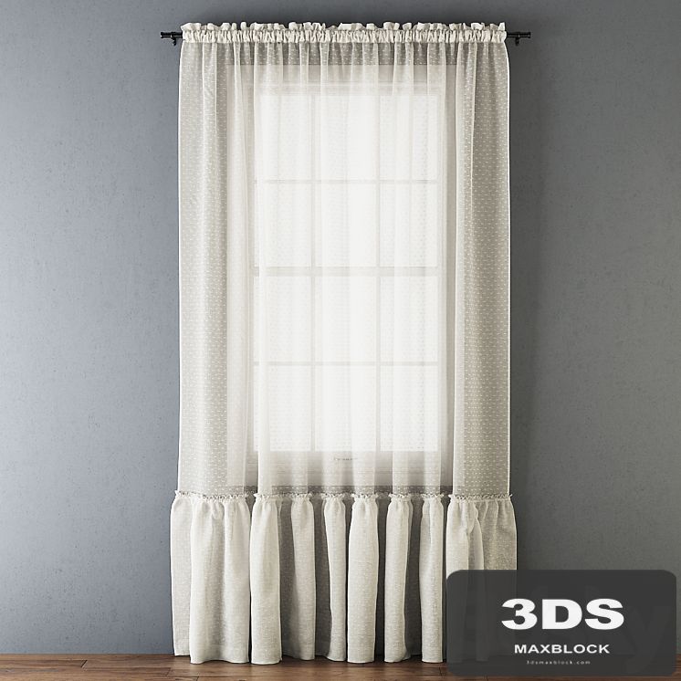 Ruffled Cotton Sheer Curtain