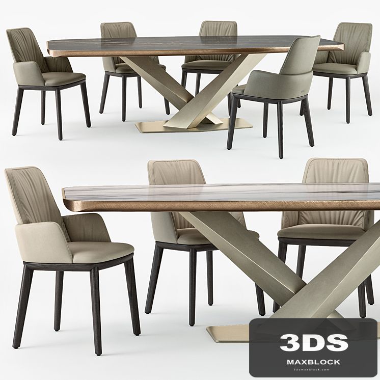 Cattelan Italia Belinda armchair Stratos table set