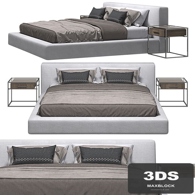 RH - Cloud Platform Slipcovered Bed And Kennan Bedside Table