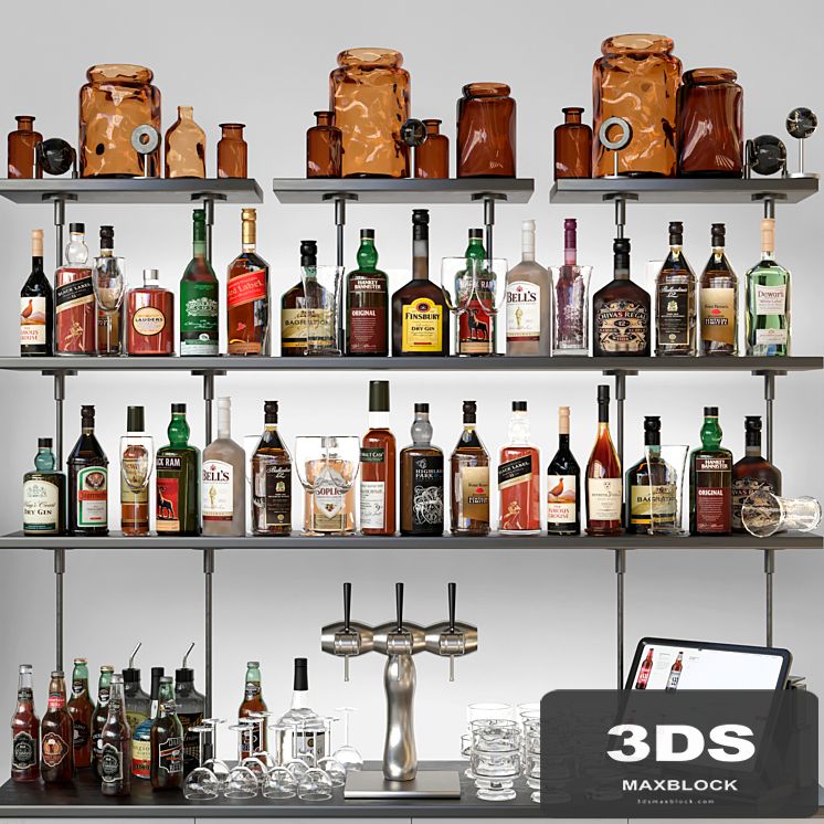 Bar counter with strong alcohol. Alcohol 12