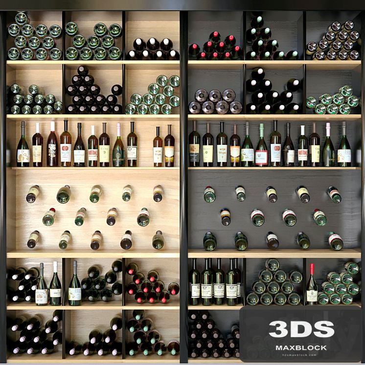 Wine cabinet with wine 3. Alcohol