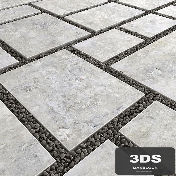 Square pebble / Square of slabs with pebbles