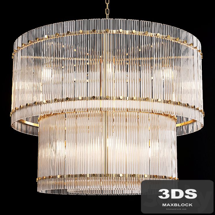 Restoration Hardware SAN MARCO 2-TIER ROUND CHANDELIER 36 Brass