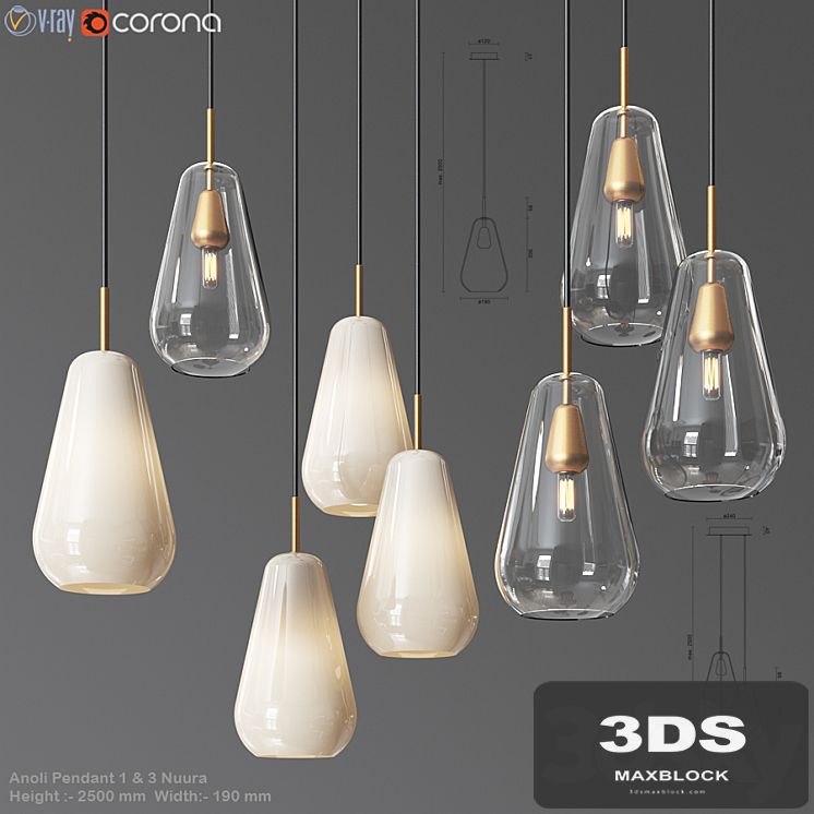 Anoli Pendat and Chandelier set