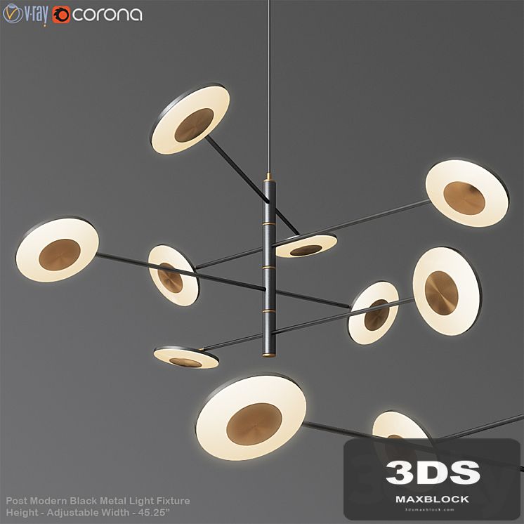 Post Modern Black Metal Light Fixture