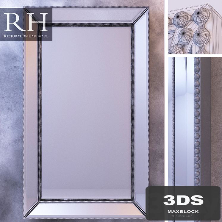 RH VENETIAN BEADED MIRROR - SILVER