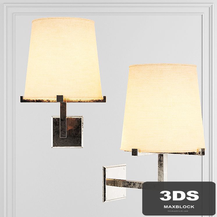 Restoration Hardware PAUILLAC GRAND SCONCE Fabric shade and Nickel