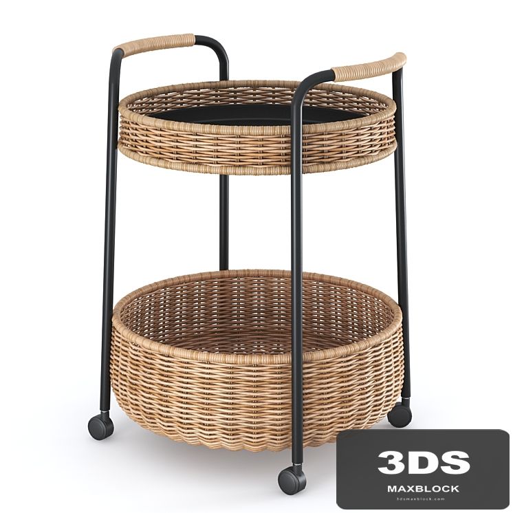 LUBBAN Little table on wheels with a box, rattan, anthracite from Ikea | LUBBAN Serving cart with storage, rattan, anthracite by Ikea