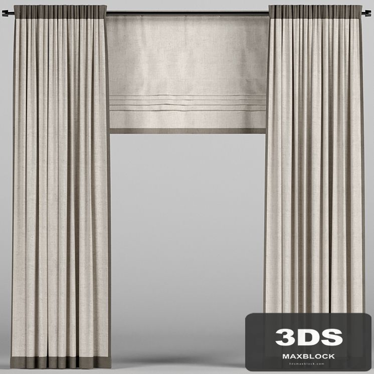 Beige curtains.
