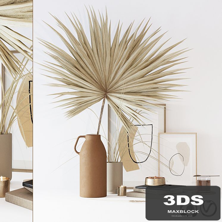 Decorative set with dryed palm