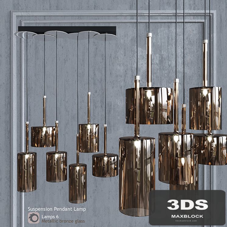 Pendant lamp AXO Light Spillray SP lamps 6 glass metallic bronze