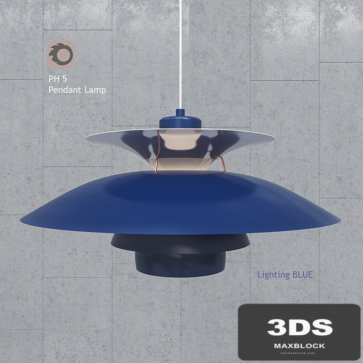 Pendant lamp Poul Henningsen PH5 Blue Pendant Lamp
