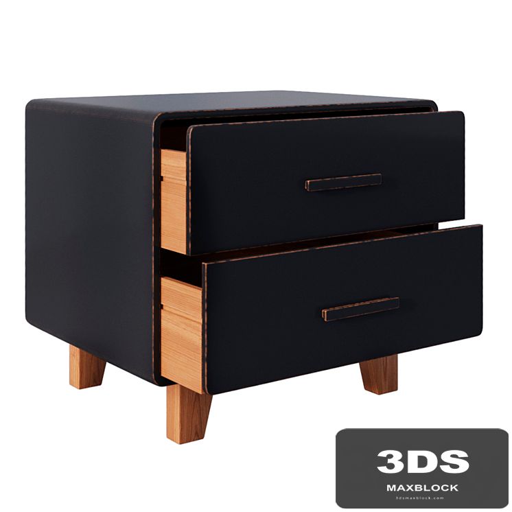 Juniper 2 Drawer Nightstand Black