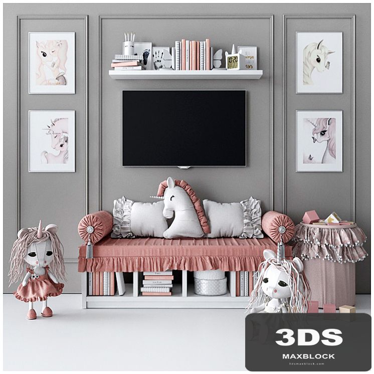 Set for decorating a children's room with unicorns