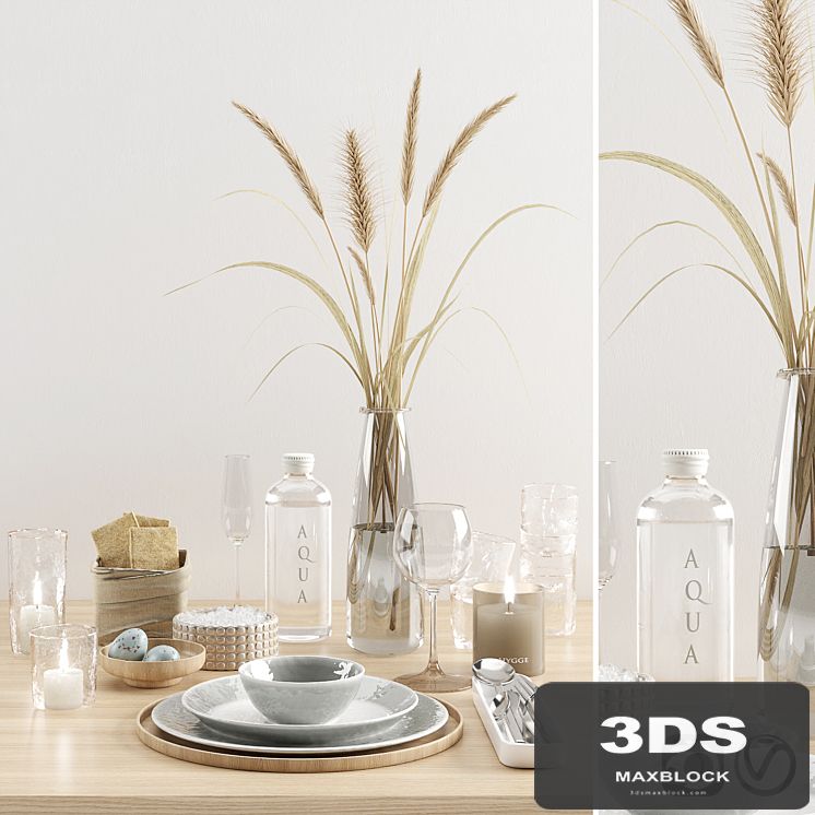 Hygge tableware with dried grass