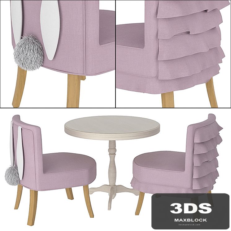 Children's table with chairs Amari