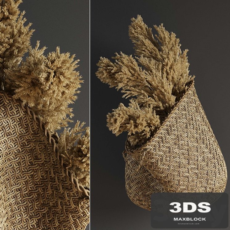 Pampas flower in hand basket