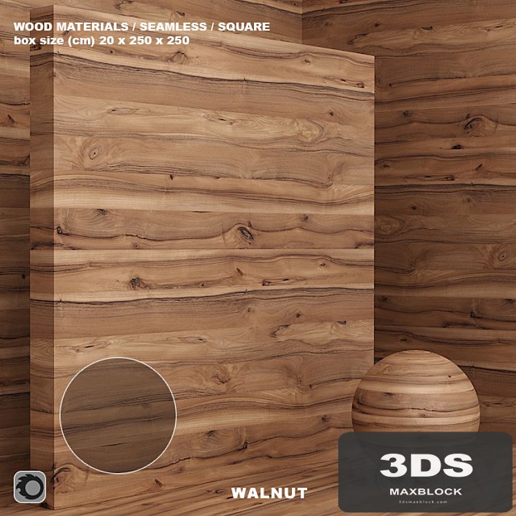 Wood / walnut material (seamless) - set 72