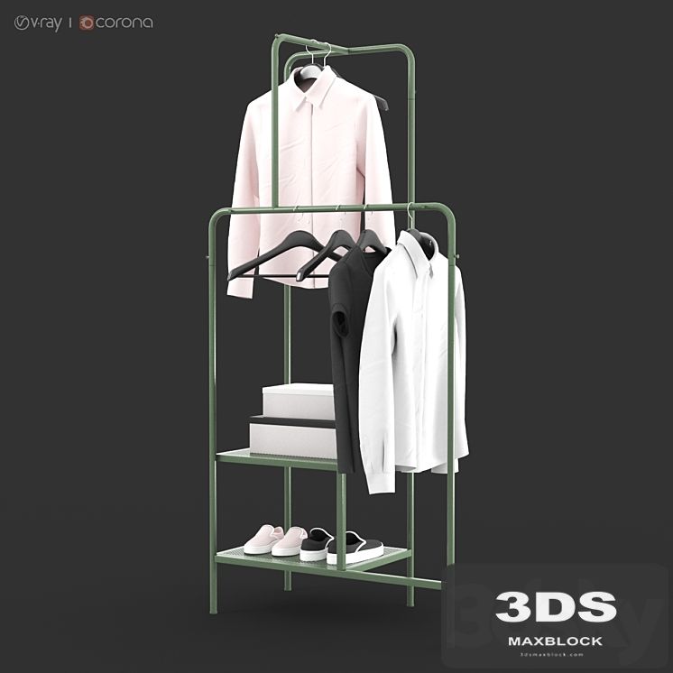 IKEA NIKKEBY Clothes rack, gray-green and red colors