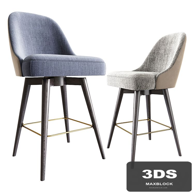 Mid-Century Upholstered Swivel Counter Stool