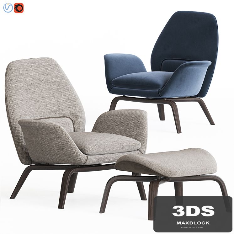 Gilliam Armchair & Ottoman Set By Minotti