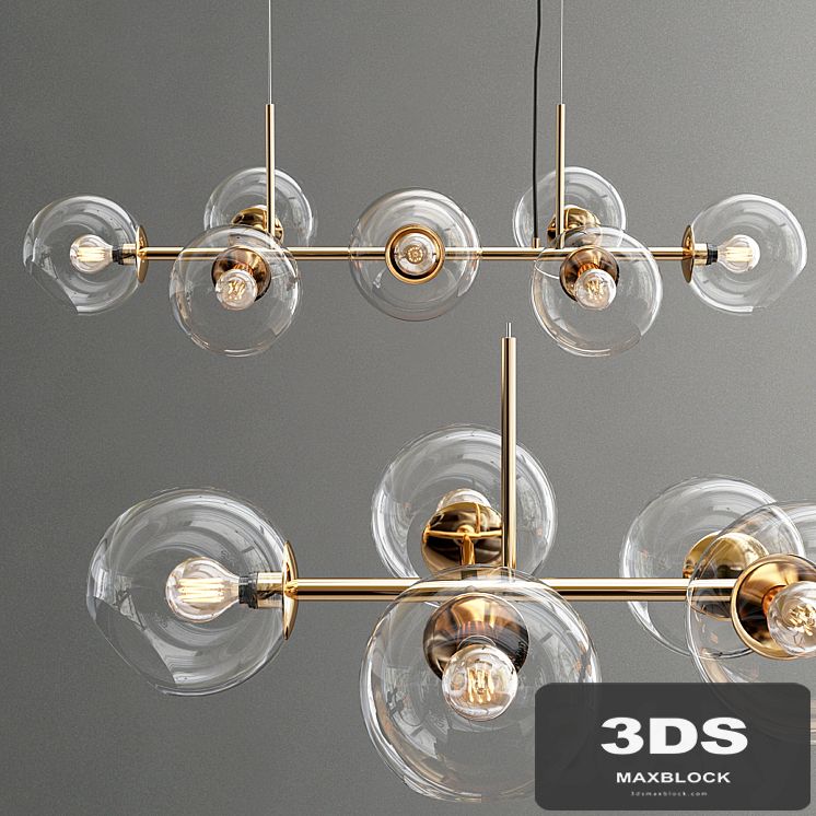 Staggered Glass Chandelier - 8-Light