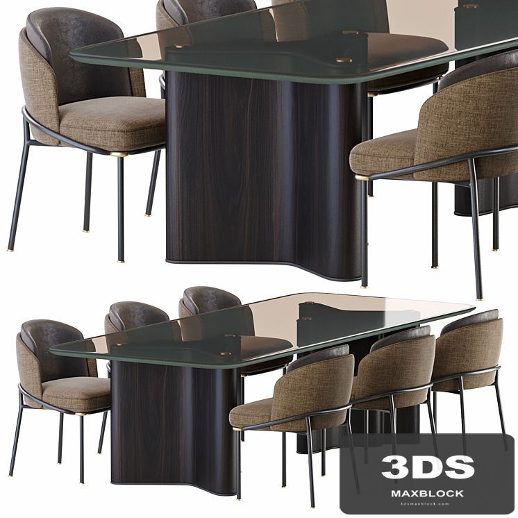 Minotti lou dining table & chair fil noir