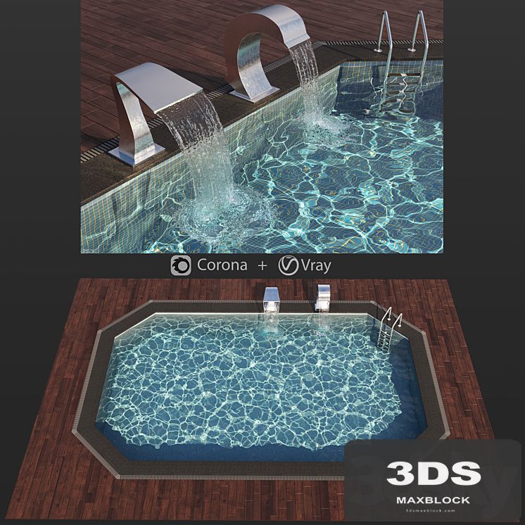 Swimming pool waterfall