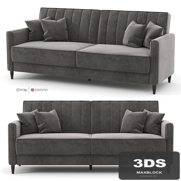 Black, velor sofa Nia Sleeper by Willa Arlo Interiors