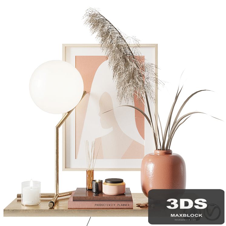 Decorative set with pampas grass