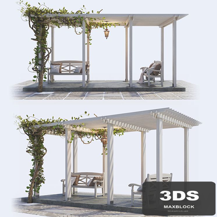 Painted Wooden Pergola