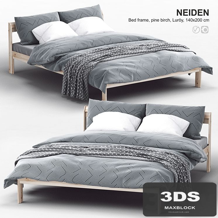 Ikea NEIDEN Bed frame, pine birch, Luröy
